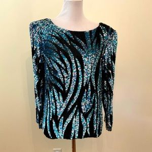 Rare Vintage Oleg Cassini Sequin & Beaded Party Top